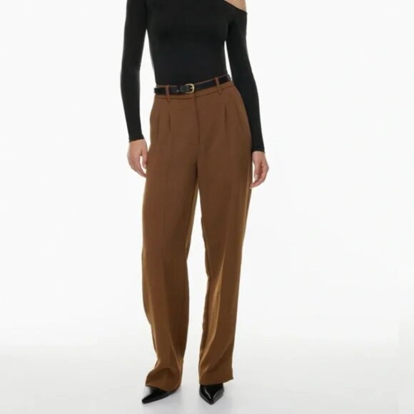 Aritzia Wilfred The Effortless Pant Crepette Size 0 (short) Cognac Brown - Picture 3 of 13
